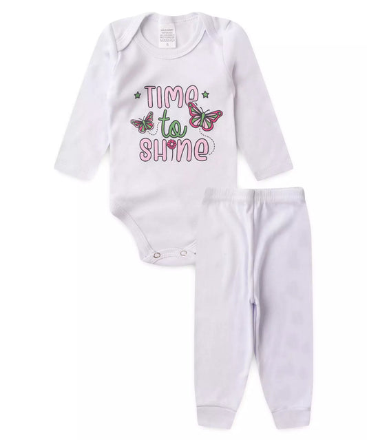 Conjunto Body para Bebê Menina Borboleta Branca
