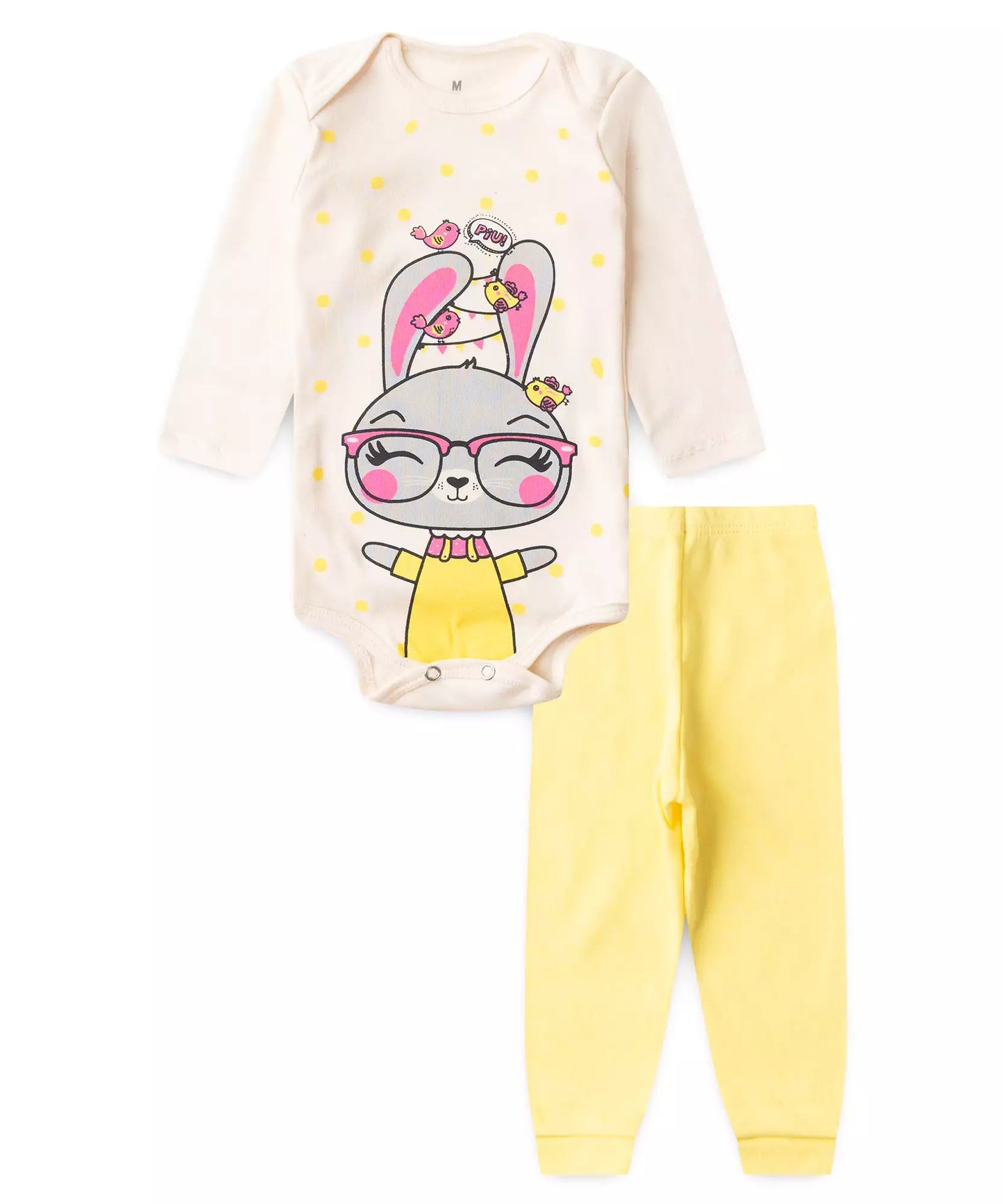 Conjunto Body para Bebê Menina Coelhinho Marfim