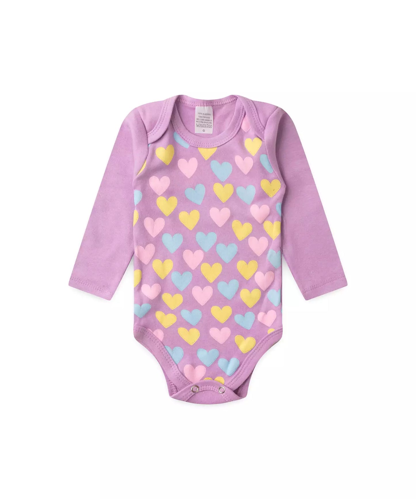 Conjunto Body para Bebê Menina Coração Lilás