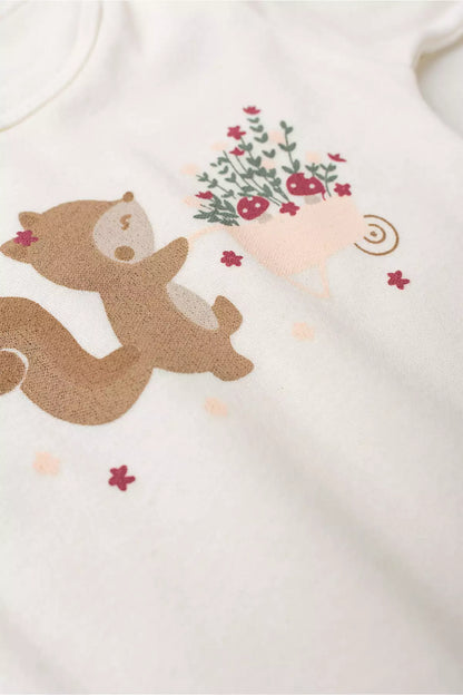 Conjunto Body para Bebê Menina Doce Bosque Branco