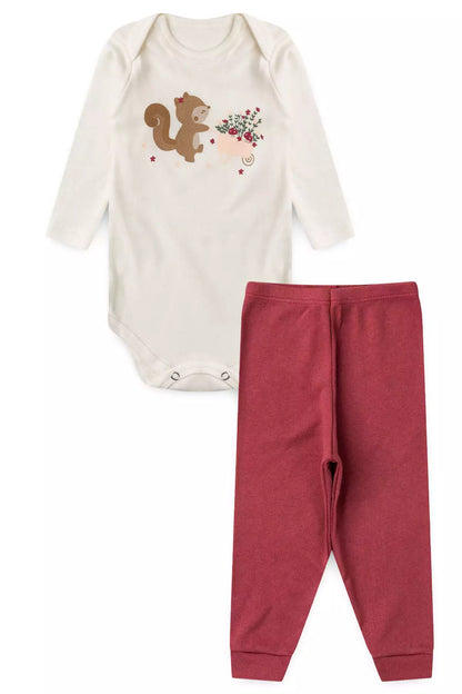 Conjunto Body para Bebê Menina Doce Bosque Branco