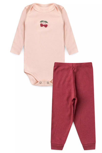 Conjunto Body para Bebê Menina Doce Cerejinha Rosé