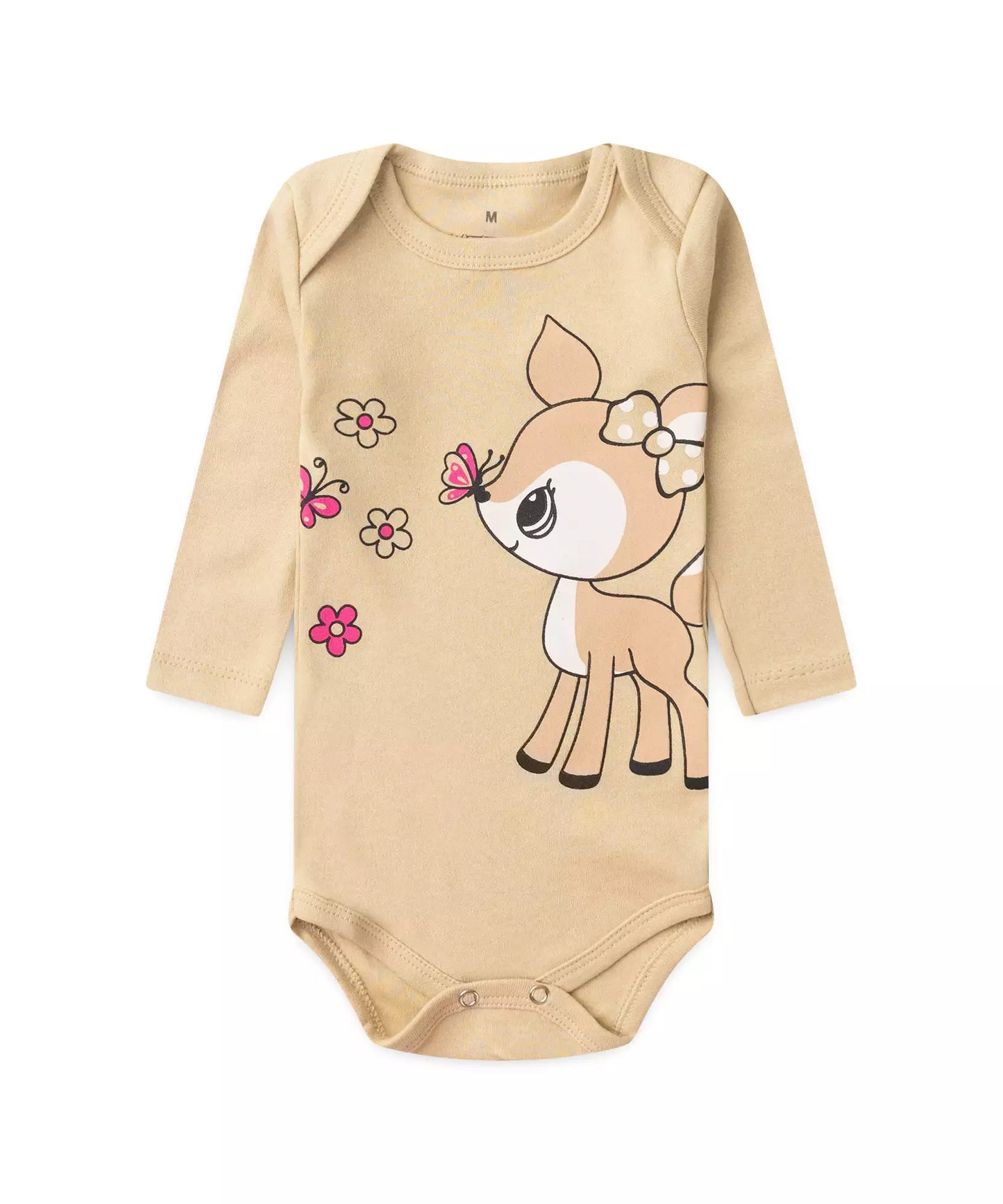 Conjunto Body para Bebê Menina Doce Cervinha Bege