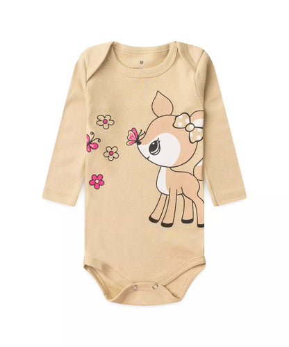 Conjunto Body para Bebê Menina Doce Cervinha Bege