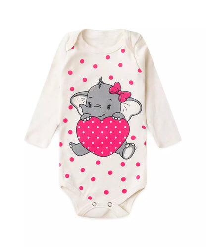 Conjunto Body para Bebê Menina Elefantinho Marfim