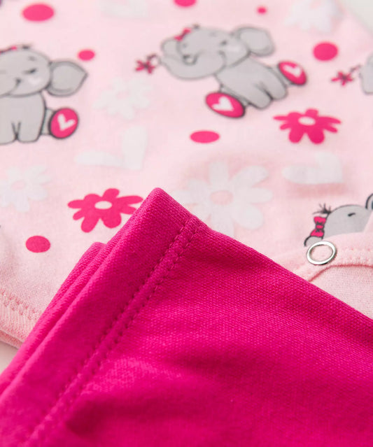 Conjunto Body para Bebê Menina Elefantinho Rosa