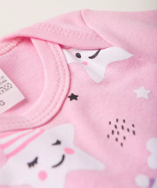 Conjunto Body para Bebê Menina Estrelinha Rosa