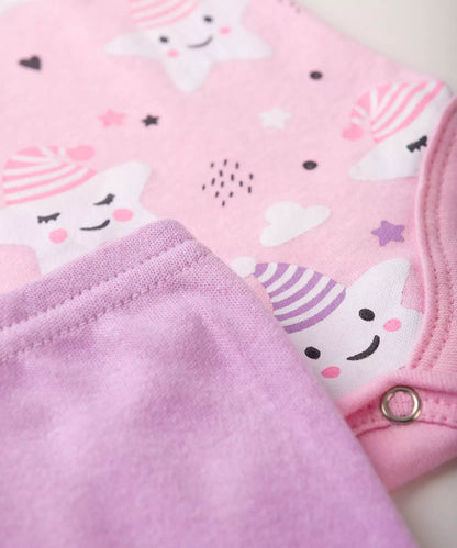 Conjunto Body para Bebê Menina Estrelinha Rosa