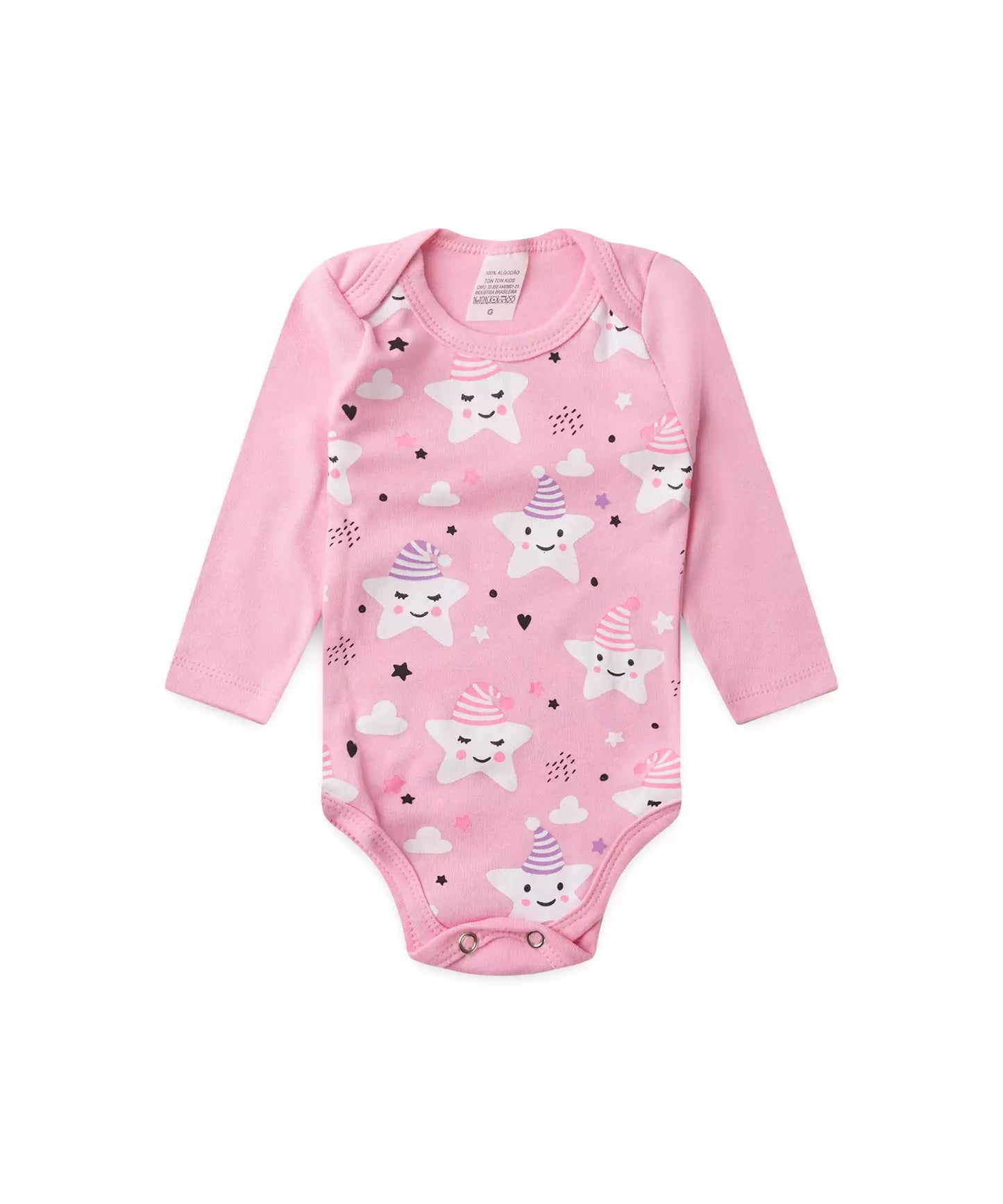 Conjunto Body para Bebê Menina Estrelinha Rosa