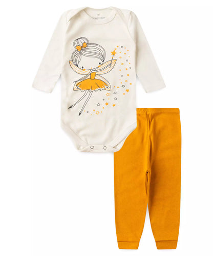 Conjunto Body para Bebê Menina Fadinha Marfim
