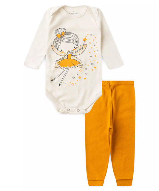 Conjunto Body para Bebê Menina Fadinha Marfim