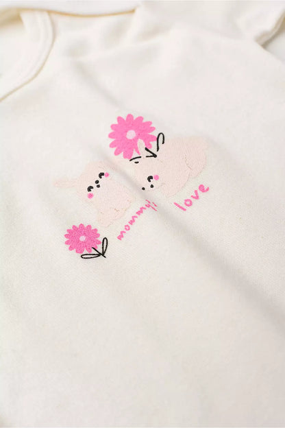 Conjunto Body para Bebê Menina Jardim Encantado Marfim