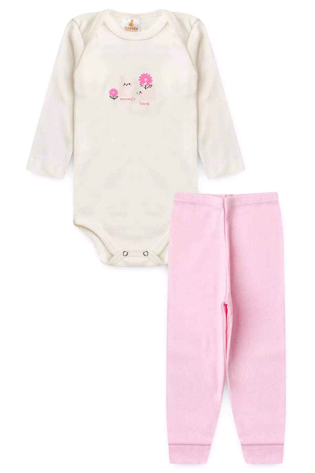 Conjunto Body para Bebê Menina Jardim Encantado Marfim