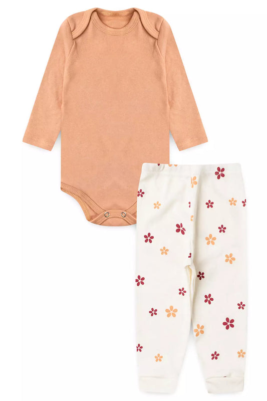 Conjunto Body para Bebê Menina Jardim Suave Rosé