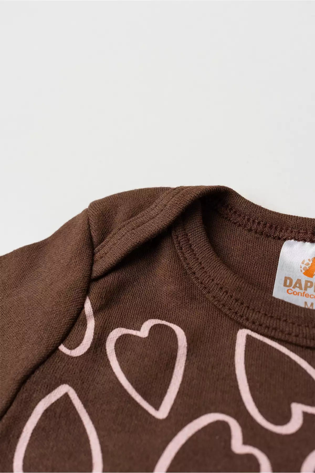 Conjunto Body para Bebê Menina Lovely Hearts Marrom
