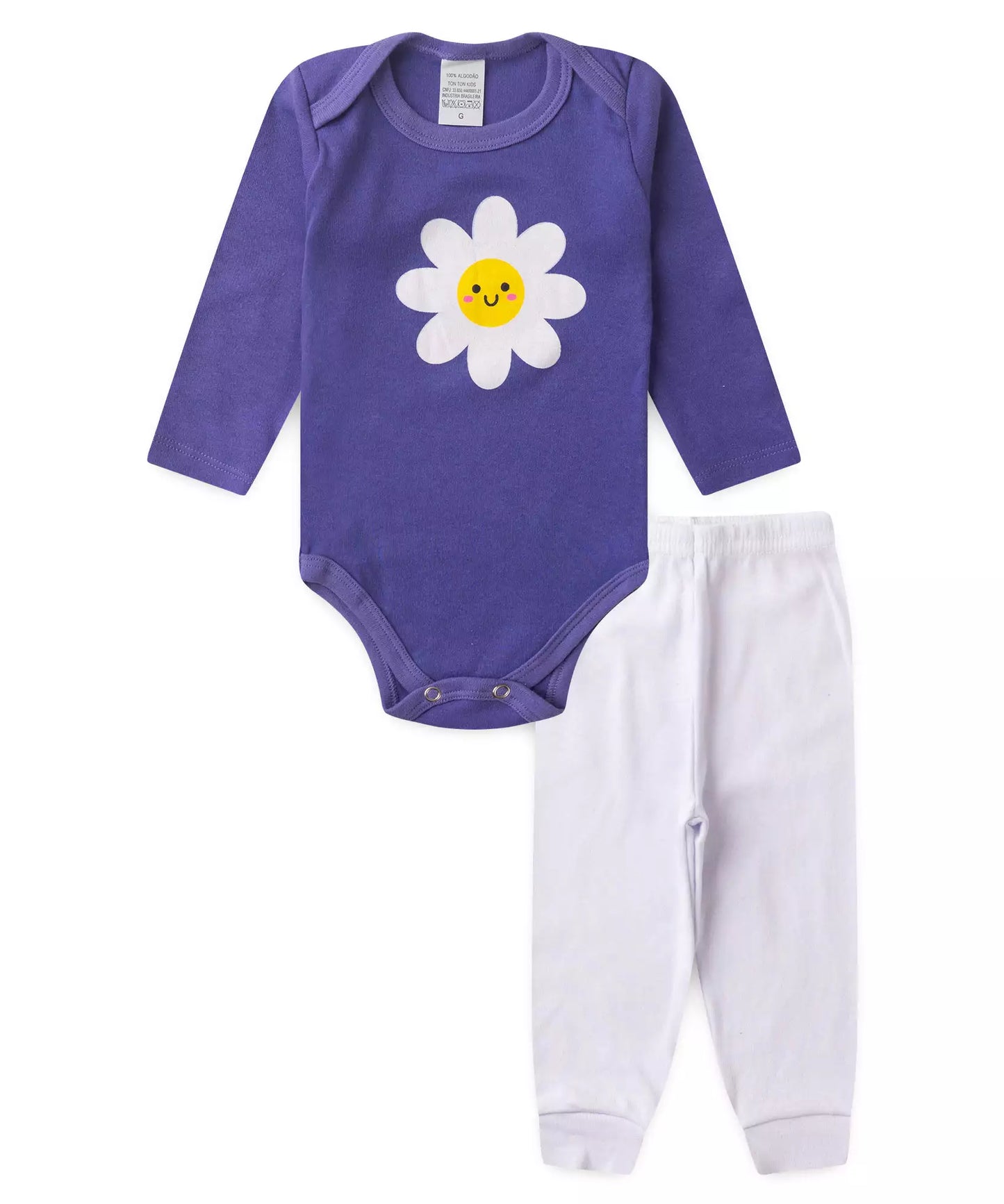 Conjunto Body para Bebê Menina Margarida Roxa