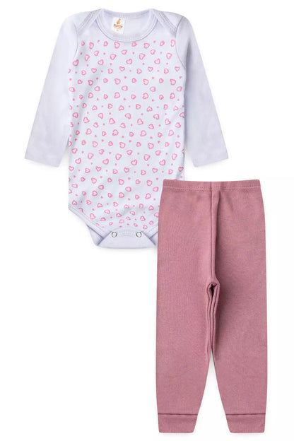 Conjunto Body para Bebê Menina Mini Flores Branco