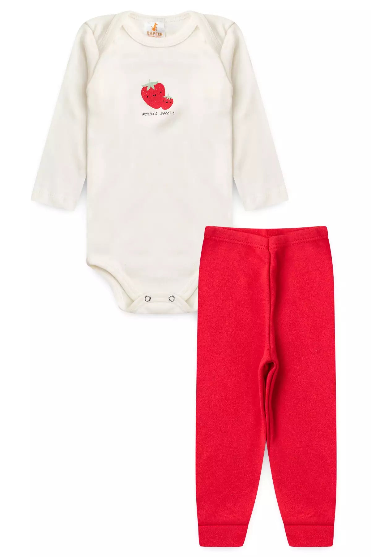 Conjunto Body para Bebê Menina Moranguinho Doce Marfim