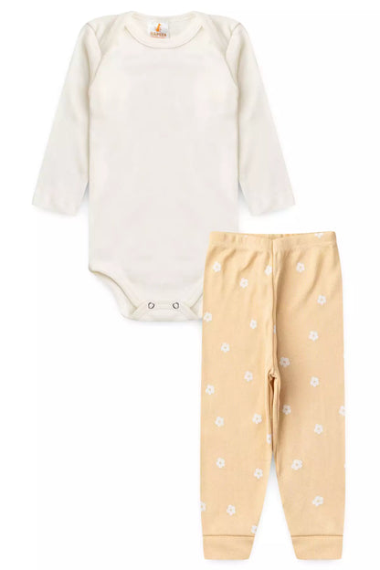 Conjunto Body para Bebê Menina Nuvem de Algodão Marfim