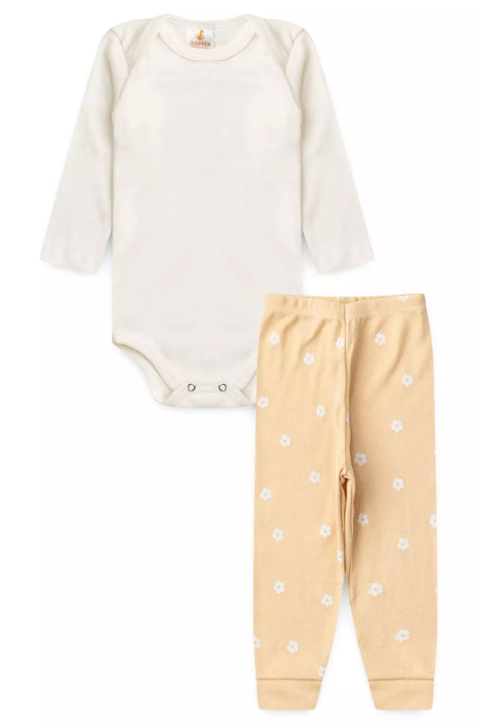 Conjunto Body para Bebê Menina Nuvem de Algodão Marfim