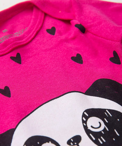 Conjunto Body para Bebê Menina Panda Pink