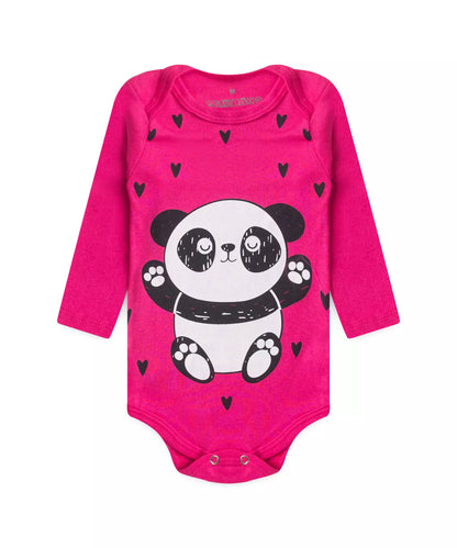 Conjunto Body para Bebê Menina Panda Pink