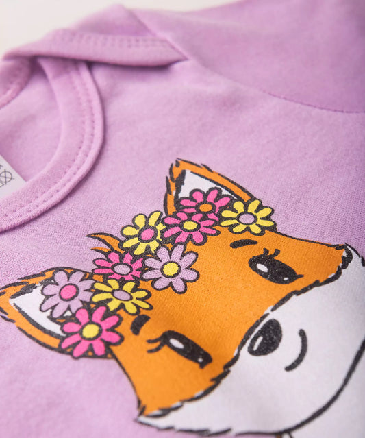 Conjunto Body para Bebê Menina Raposa Lilás