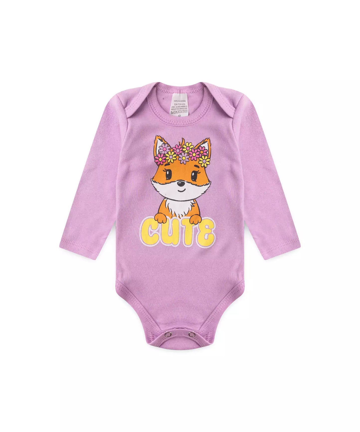 Conjunto Body para Bebê Menina Raposa Lilás