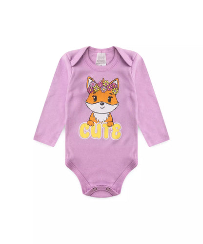 Conjunto Body para Bebê Menina Raposa Lilás