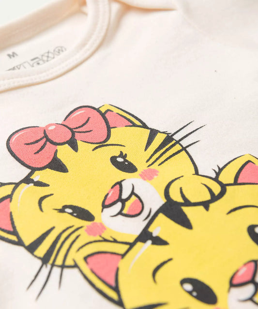 Conjunto Body para Bebê Menina Tigrinho Marfim