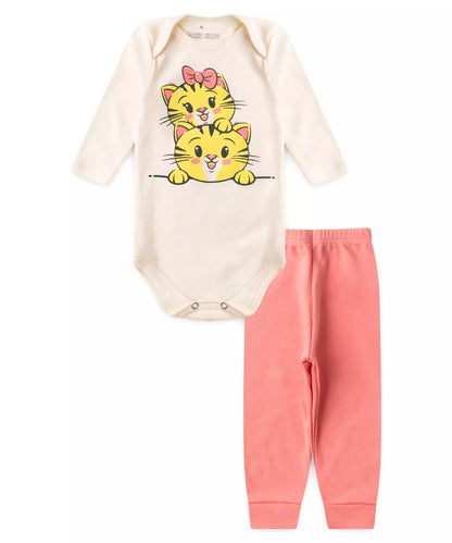 Conjunto Body para Bebê Menina Tigrinho Marfim