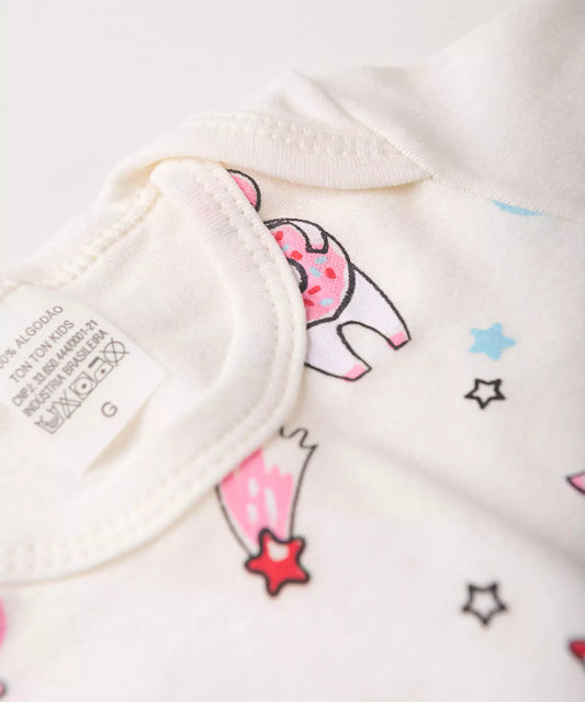 Conjunto Body para Bebê Menina Unicórnio Marfim