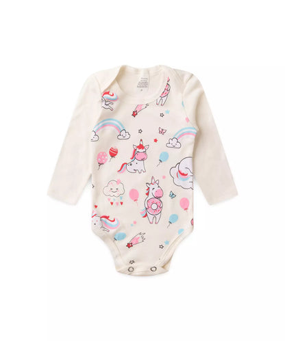Conjunto Body para Bebê Menina Unicórnio Marfim