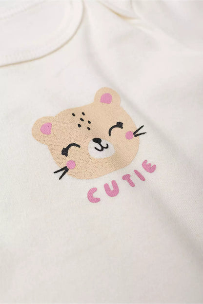 Conjunto Body para Bebê Menina Ursinho Cute Marfim