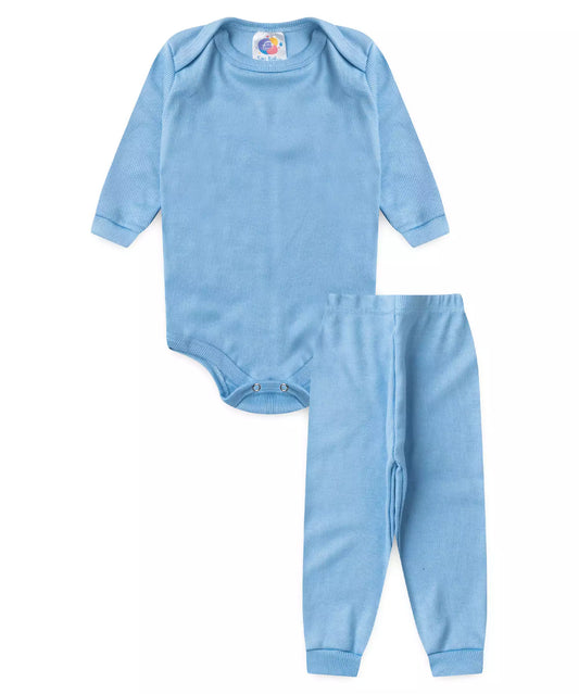 Conjunto Body para Bebê Menino Básico Azul