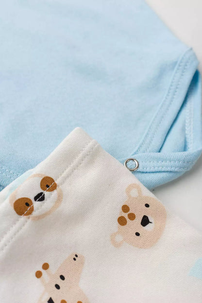 Conjunto Body para Bebê Menino Bichinhos Divertidos Azul