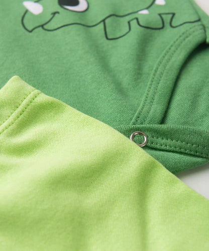 Conjunto Body para Bebê Menino Dino Divertido Verde