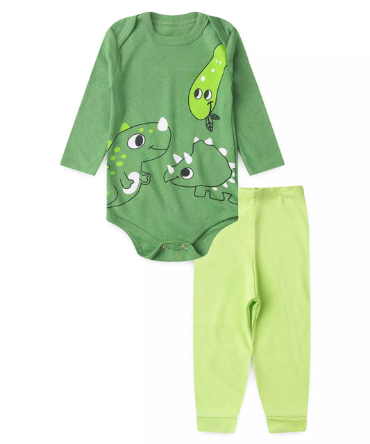 Conjunto Body para Bebê Menino Dino Divertido Verde