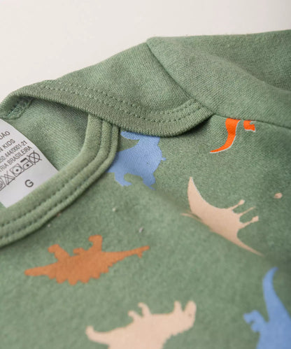 Conjunto Body para Bebê Menino Dinossauro Verde
