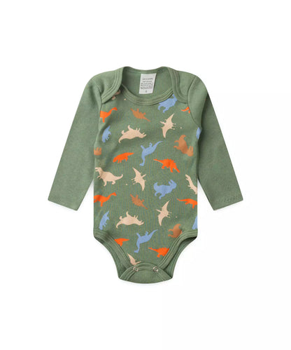 Conjunto Body para Bebê Menino Dinossauro Verde