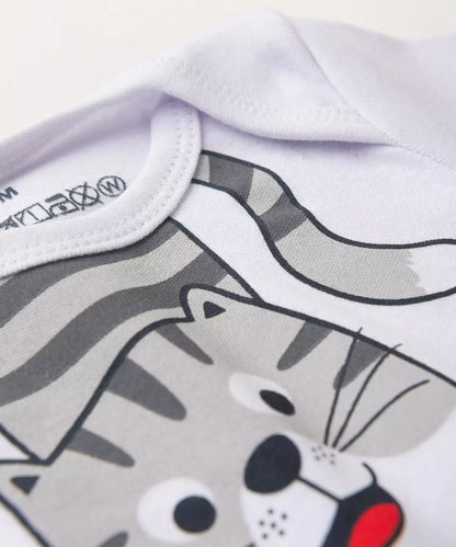 Conjunto Body para Bebê Menino Gatinho Branco