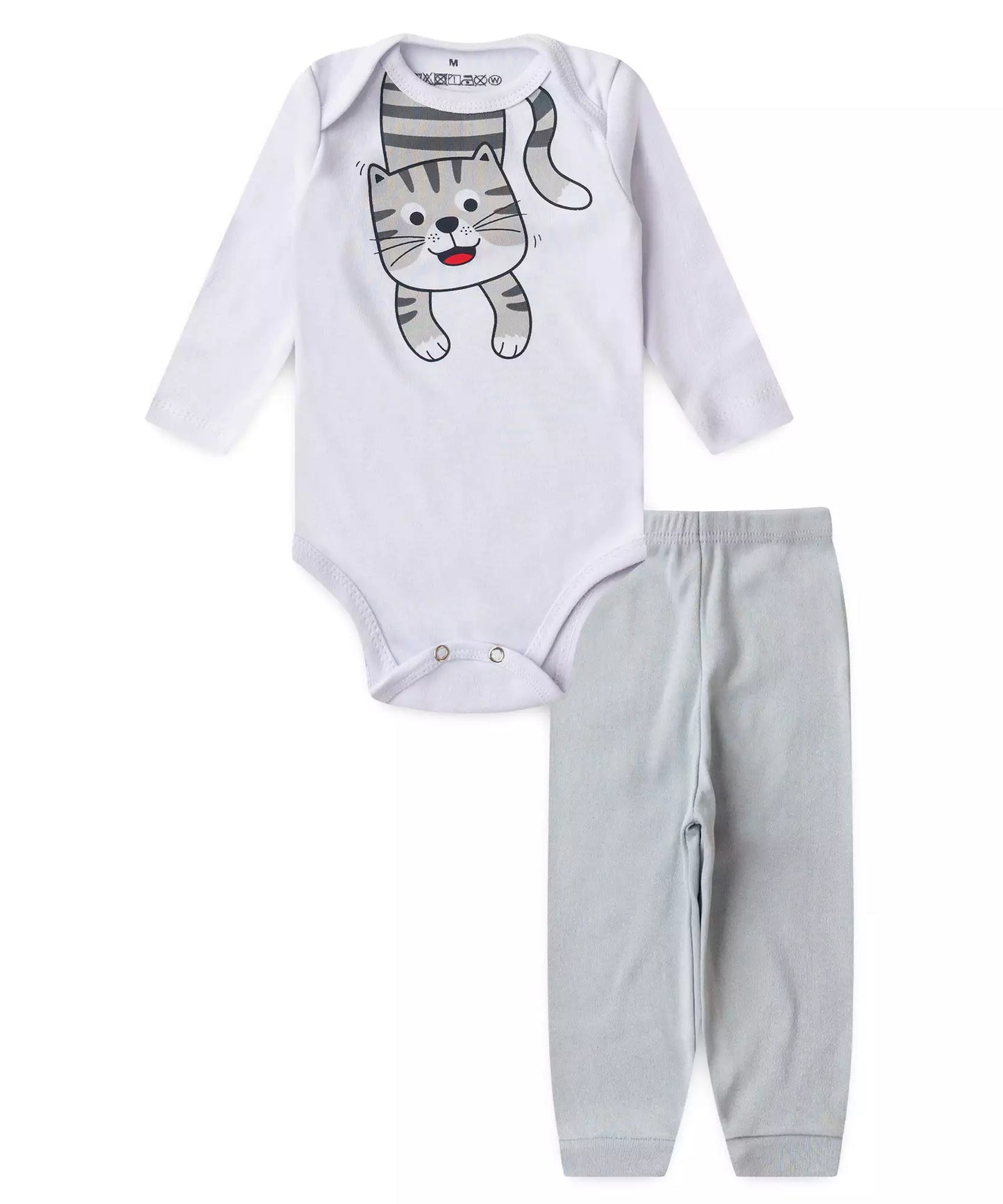 Conjunto Body para Bebê Menino Gatinho Branco