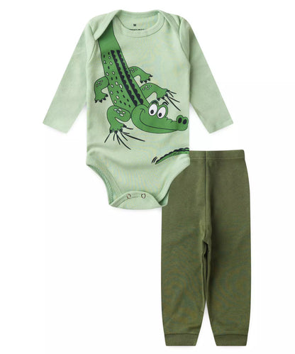 Conjunto Body para Bebê Menino Jacaré Verde