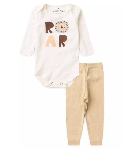 Conjunto Body para Bebê Menino Leãozinho Off White