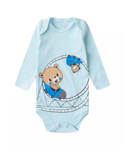 Conjunto Body para Bebê Menino Montanha Russa Azul