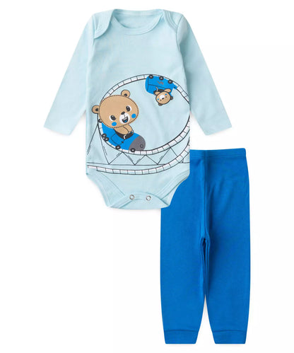Conjunto Body para Bebê Menino Montanha Russa Azul