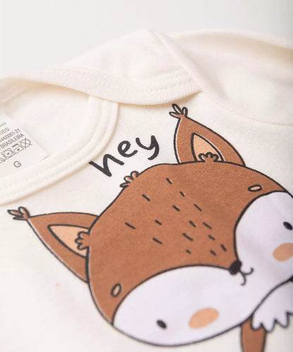 Conjunto Body para Bebê Menino Raposa Marfim