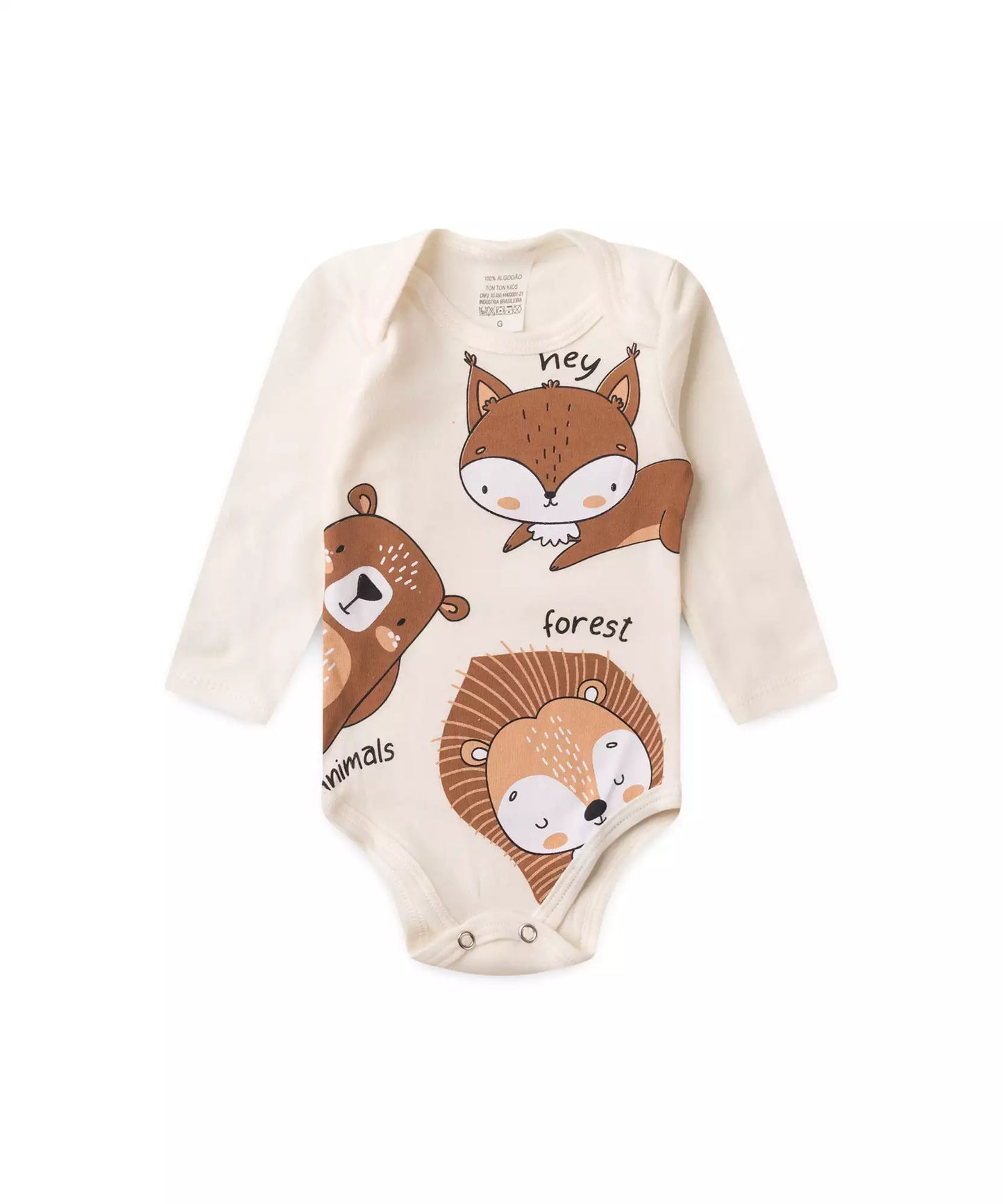 Conjunto Body para Bebê Menino Raposa Marfim