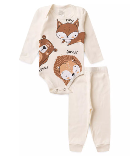 Conjunto Body para Bebê Menino Raposa Marfim