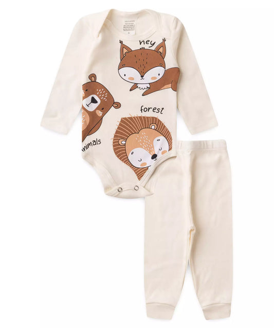 Conjunto Body para Bebê Menino Raposa Marfim